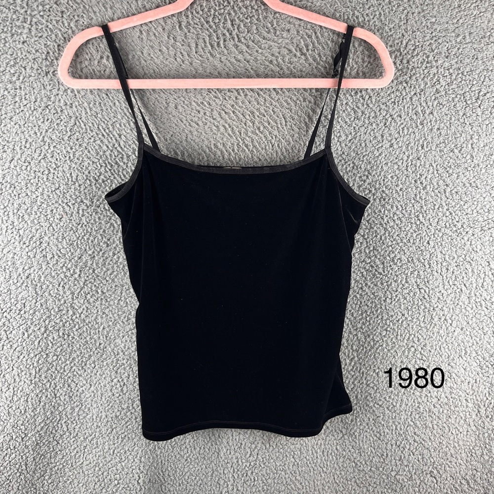 J. Jill Stretch Women’s Velvet Black Spaghetti Strap Camisole w/ Built in bra M